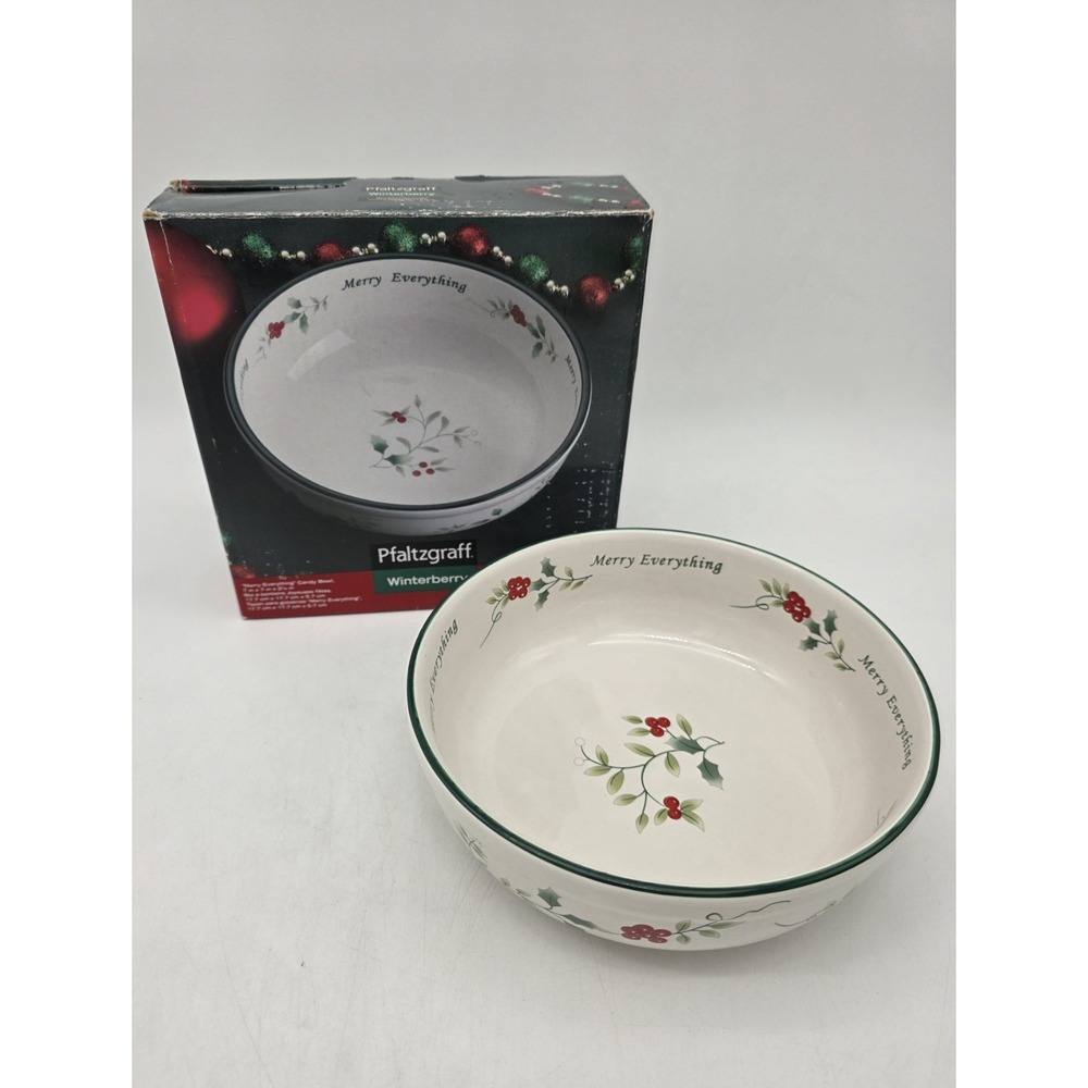 Pfaltzgraff Winterberry Merry Everything Christmas Holiday Candy Bowl  NIB 7"